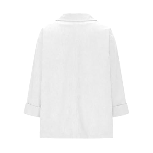 Womens Corduroy Jackets One Button Solid Notch Lapel Blazers Winter 3/4 Length Sleeve Suit Jacket Trendy Blazer4