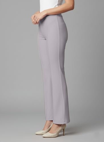 Image of Mehrang Cotton Blend Bootcut Parallel Trouser Pants for Women Regular Fit, Bellbottom Straight Pants for Womens