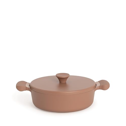 CREATE/POT STUDIO/Olla de aluminio de Ø26cm con revestimiento cerámico moca/Antiadherente, apta para todo tipo de cocinas, resistente y duradera, fácil de limpiar, libre de PFOA