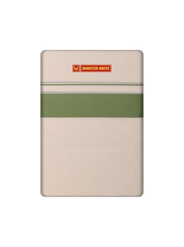Image of MINISTER WHITE Men's Cotton Double Layer Dhoti with Kara Fancy Border Traditional Wedding, Temple Wear Eranad