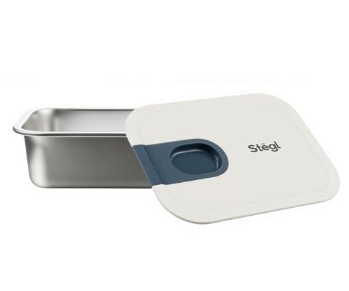 Image of STEGL 1050ml Rectangle Stainless Steel Food Container | Premium 304 Grade Steel Base | One-Hand Easy-Slide Lid with Pull-Ring | Airtight Leak-Proof Meal Prep Storage Container