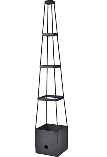 Spetebo Tomaten Rankhilfe im Pflanztopf - 150 x 25 cm - Anwuchshilfe mit Bewässerungsboden - Pflanz Turm Topf Rankgewächs Gartenspalier Rankkasten
