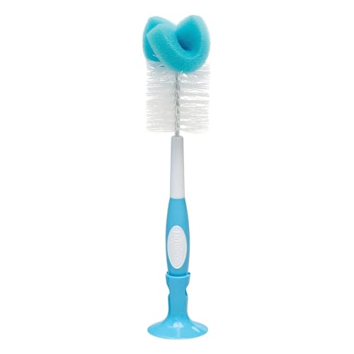 Dr. Brown's Folding Baby Bottle Drying Rack with Reusable Sponge Baby Bottle Cleaning Brush, Scrubber and Nipple Cleaner, Blue
