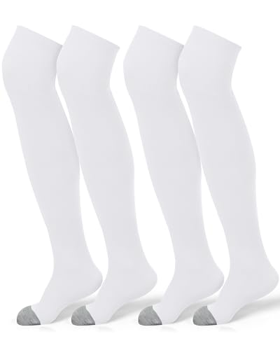 Panitay 2 Pairs High Football Socks Sport Multiple Sizes over the Knee Baseball Socks Extra Long for Boys Girls Women Men