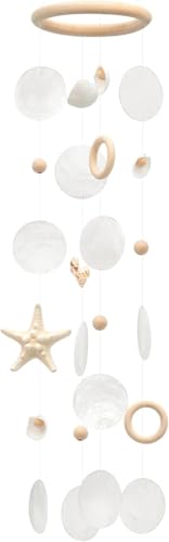 Sea Shells Wind Chimes - Scacciapensieri fatto a mano con conchiglie a vento con stella marina (bianco)