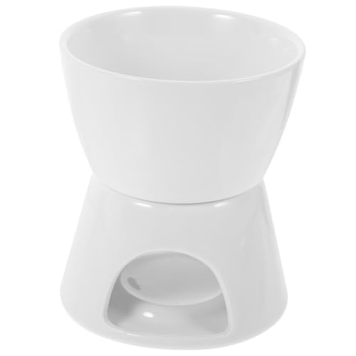 Cabilock 1set Ceramic Fondue Pot with Forks Premium Porcelain Melting Bowl for Cheese and Butter for Fondue Parties Housewarmings and Outdoor Gatherings