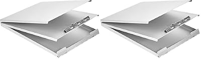 Amazon Basics Aluminum Form Holder Storage Clipboard, 12.5" x 9" Silver (Pack of 2)