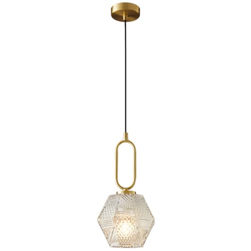 Luminaire d'éclairage en verre 1 lumière et suspension chic tout en cuivre