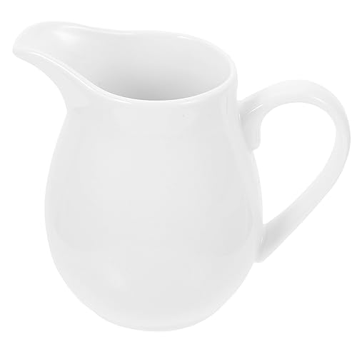 Unomor Ceramic Milk Jug Coffee Containers Gravy Boat with Saucer Gravy Boat with Ladle and Saucer Sauce Pitchers Sauce Container Coffee Mug with Lid Salad Dressing Pourer Ceramics White