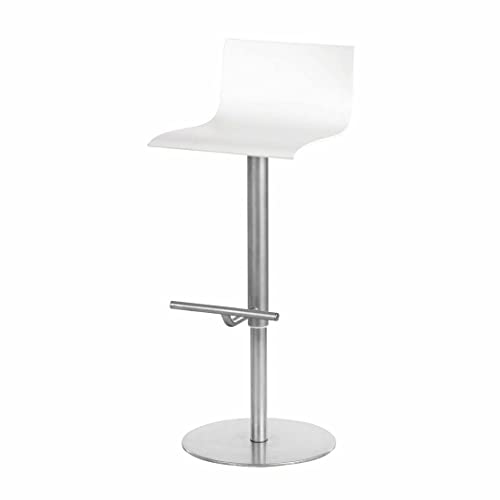 Lapalma Tabouret de bar fin à hauteur réglable en bois et acier inoxydable Blanc