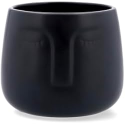 Macetero Negro Mate VINTHERA Moa Macetero Negro con Caras, ø13,5x13CM