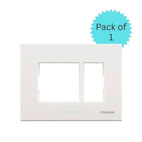 Image of Anchor by Panasonic Penta Modular Regular 3 Module Plate for Switch Board, 10 Years on Site Warranty (White, 65903)