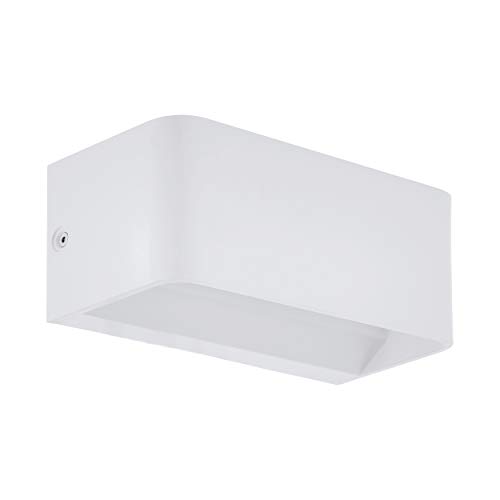 Eglo Sania 4, lampada LED da parete a 1 luce, minimalismo, faretto da parete per interni in alluminio, lampada da soggiorno, lampada da corridoio in bianco, L 20 cm