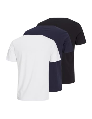 JACK & JONES Herren Jjeorganic Basic Tee O-Hals 3pk Mp T Shirt, Black/Pack:1black 1navy 1white, M EU – Ansicht 4