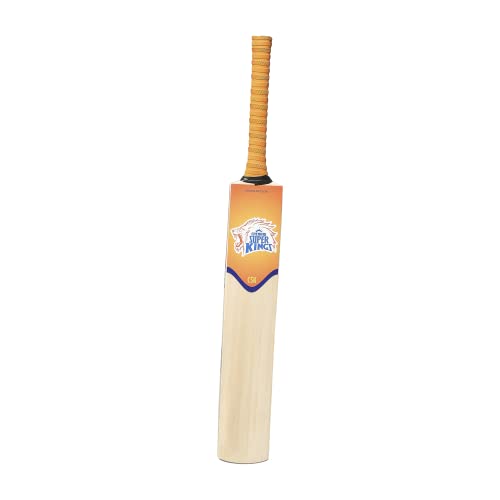 Image of playR x Chennai Super Kings English Willow Bat, Premium Handcrafted CSK Cricket Bat for Power Shots, Durable, Lightweight for Training, Casual, Club Matches & All Season - Size 6
