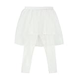 TEGEEK Girls Footless Leggings with Lace Tutu Skirt Pants Dance Culotte(1pack Toddler,White/2T)