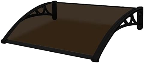 NURBAL Awning Window Canopy for Patio, Polycarbonate Cover Front Door Patio Roof UV Rain Snow Sunlight Protection Modern Aluminum Awning 80x120cm/32x48in Brown