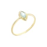 Anillo de oro amarillo para mujer, anillos de declaración vintage solitario, ovalado, peridoto verde claro, W 1/2, Oro amarillo de 14 quilates, Peridoto