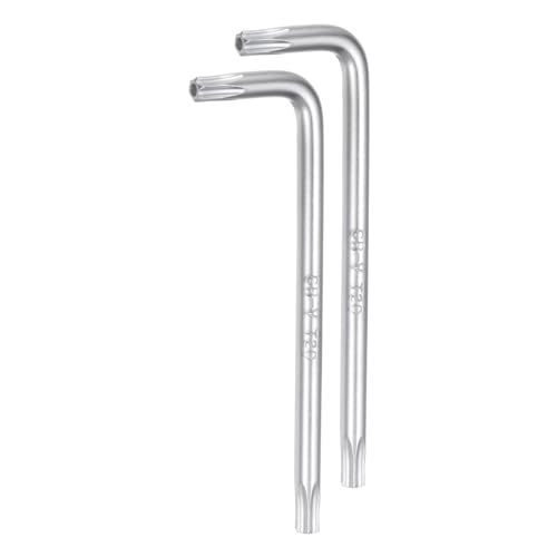 sourcing map 2pcs T20 Tamper Proof Torx Star Key Bit Wrench 2.64 L-Shaped 6 Points Wrenches Chrome-Vanadium Steel Hand Tool for Automotive/Home Repairs