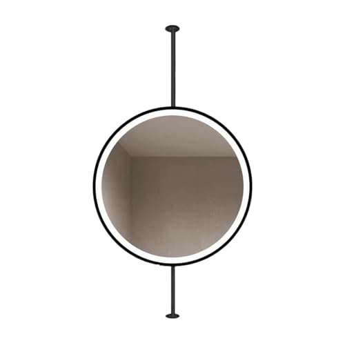 Miroir de salle de bain rond LED noir 70x70 suspendu pour toilette maquillage et rasage salon