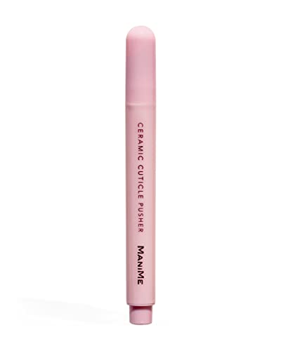 Manime Ceramic Cuticle Pusher | Easy Gel Manicure Nail Tool | Exfoliating Cuticle Shaping Pumice Stone Tip | Infused With Nourishing Apricot Kernel Oil & Vitamin E For Healthy Cuticle Care #TOP1