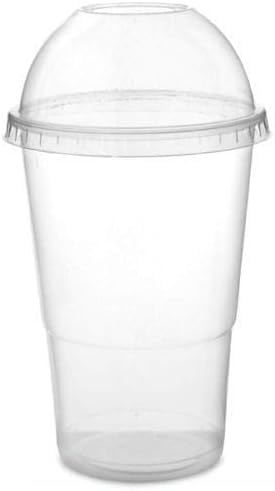We Can Source It Ltd – Plastic Smoothie Cups 12oz 340ml with Dome Lids – Durable Drinkware for Cold Drinks, Smoothies, Milkshakes – Break Resistant & Disposable – Home, Café, Travel Use - Pack of 500
