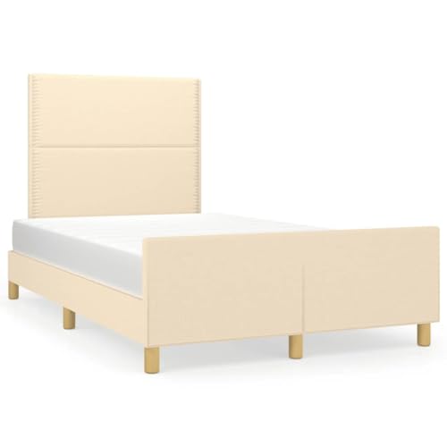 Juroupi Estructura de Cama con cabecero Estructura Cama Bed Frame Muebles de Dormitorio Tela Crema 120x190 cm - 3270511