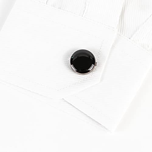 Image of 8Pcs Button Covers for Mens Shirts, Tuxedo Fake Studs | Fits regular dress shirts, button cover cufflinks, brass metal, sleek polished finish, secure clip on, groomsmen accessories