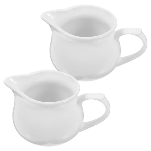 JECOMPRIS 2Pcs Ceramic Gravy Dispenser Dripless Sauce Pitcher with Comfort Grip Handle for Sauces Dressings and Gravy for Home and Restaurant Use