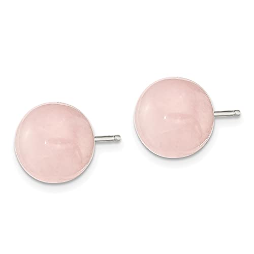 925 Sterling Silver 10 10.5Mm Rose Quartz Button Post Stud Earrings Ball Fine Jewelry For Women Gifts For Her #TOP1
