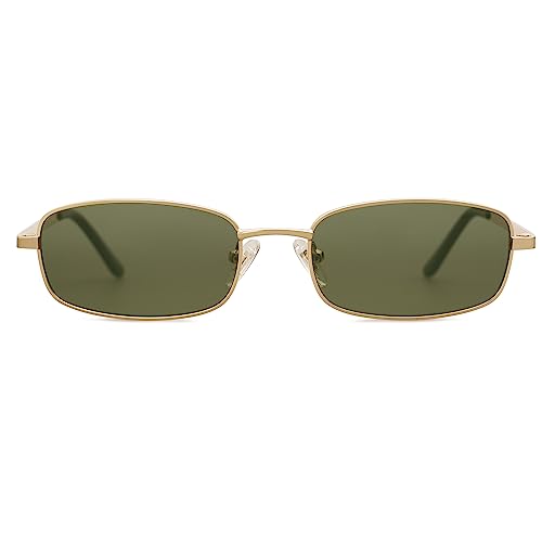 Image of SOJOS Trendy Rectangle Sunglasses Womens Mens, Retro 80s 90s Y2k Chic Narrow Thin Skinny Sunnies SJ1187 | Retro 80s 90s 2000s Chic Narrow Thin Skinny Frame UV400 Protection Lenses