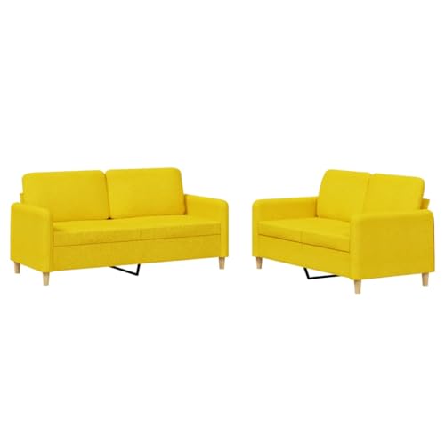 Juego de sofás amarillo claro de dos piezas con cómodos cojines 2