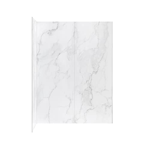 Ove Decors Arroyo 60 X 32 In. Solid Surface Corner Shower Wall, In Carrara Finish #TOP26