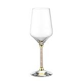 French Home - Copa de vino de cristal alto con diamantes dorados y exquisitos, 450 ml