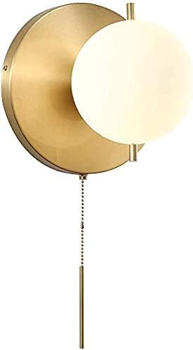 NZDY European-Style Simple Wall Lamp H65 Copper Accessory with Traction Cable Switch Wall Light Gold Finish Brushed Wall Lamp Wall Bulb Screen Pa Wall Lamp