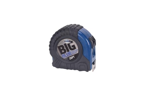 Image of Century Drill & Tool 72825 Big Blue Tape Measure, 25' | Positive blade lock, high-impact chrome case, belt clip, large easy-to-read fractional markings