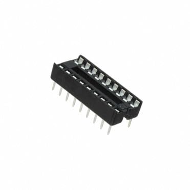 Amphenol, DILB18P-223TLF, DIP Socket - 18 (2 x 9) Position - 0.3 (7.62mm) Row Spacing - 0.100 (2.54mm) Pitch - Open Frame - Solder Termination - Through Hole. (52 Items)