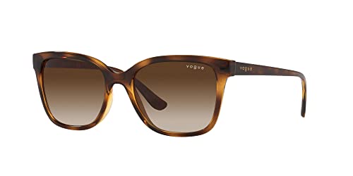 Vogue Eyewear Óculos de sol femininos armação cinza transparente, lentes cinza gradiente azul escuro