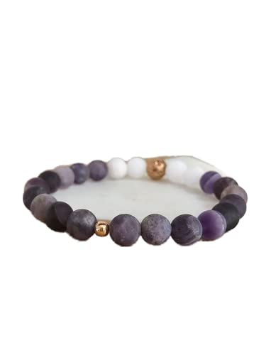 Bracelet améthyste authentique et perles de jade blanc de qualité supérieure