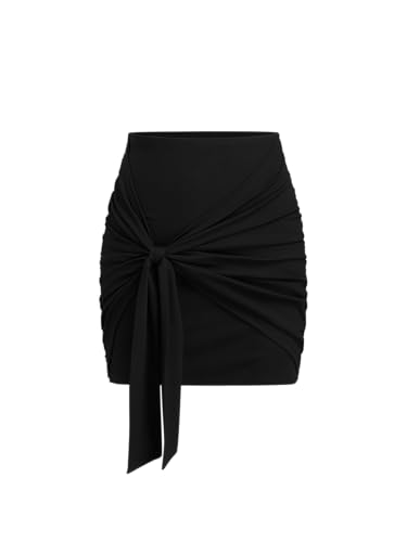 CIDER Ribbed Knit Mini Fit Skirt Tie Front Date Night Party Clubwear