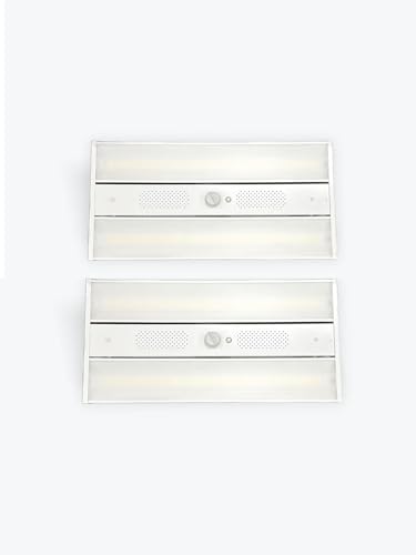 E2 LIGHTING 2 Pack 24,500lm 165W Linear High Bay w 15W Emergency Battery LED Shop Lights Dimmable, LED High Bay Lights for Warehouse, Energy Efficient Fixture, 2 Pack