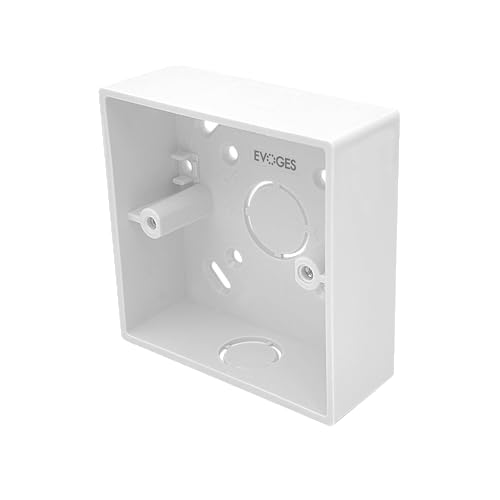 Evoges Pattress Box White 32mm Deep – PVC Surface Back Box with Knockouts, Rounded Corners – Electrical Mounting Box for Light Switches & Plug Sockets (1 Gang)
