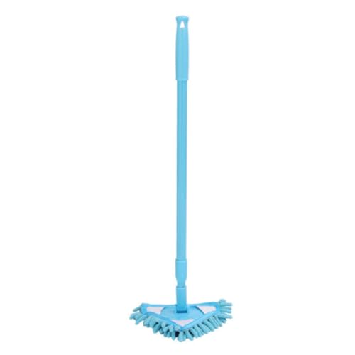 Capacuros de Piso Triangular 180 ° Varilla de Hierro rotativo Telescópico Mini Mop para Ventana de Pared Cocina Baño Blue Blue Mops