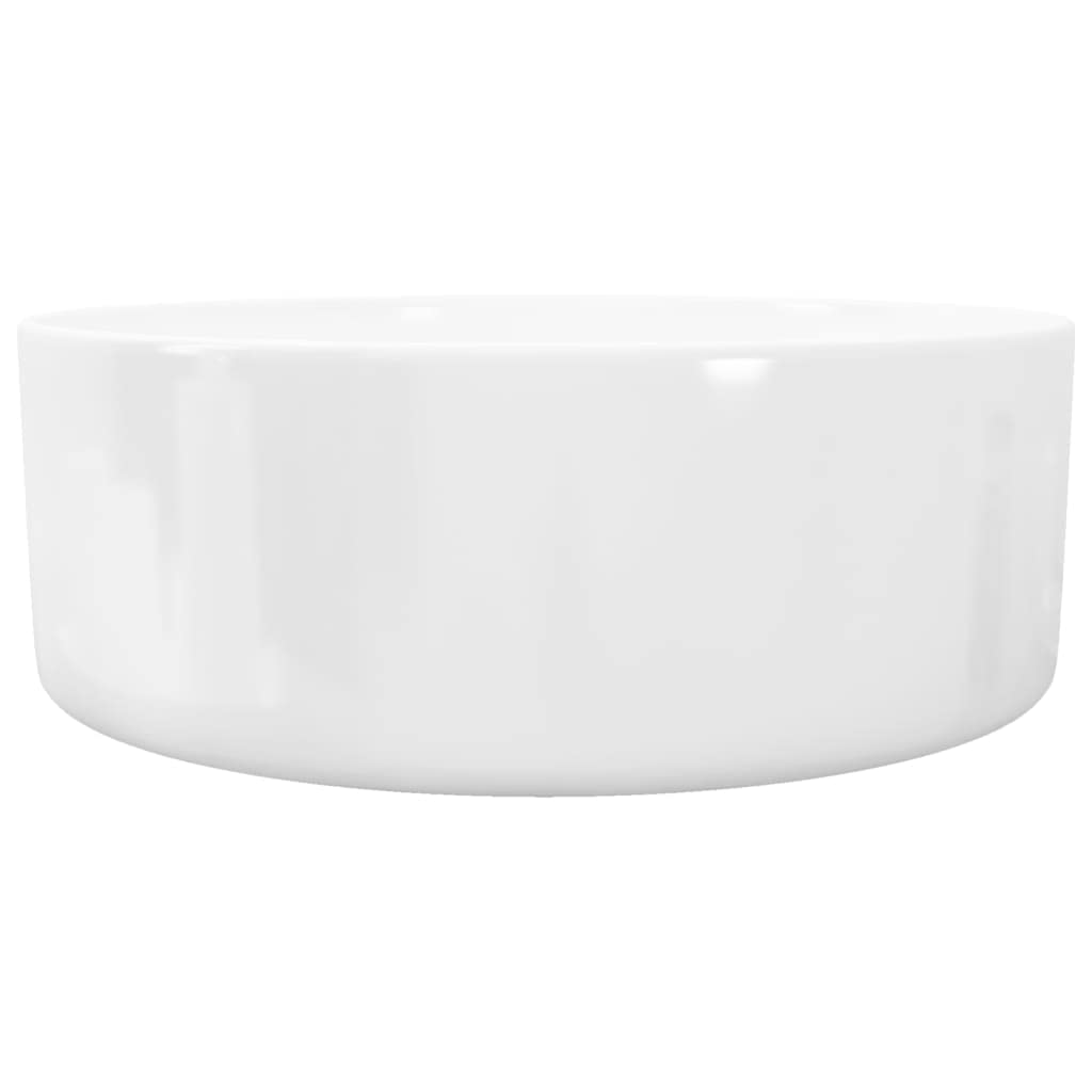 Lavabo redondo de cerámica blanco, 40 x 15 cm, moderno lavabo con superficie esmaltada, resistente y duradero, para baño, invitados, inodoro y espacios pequeños