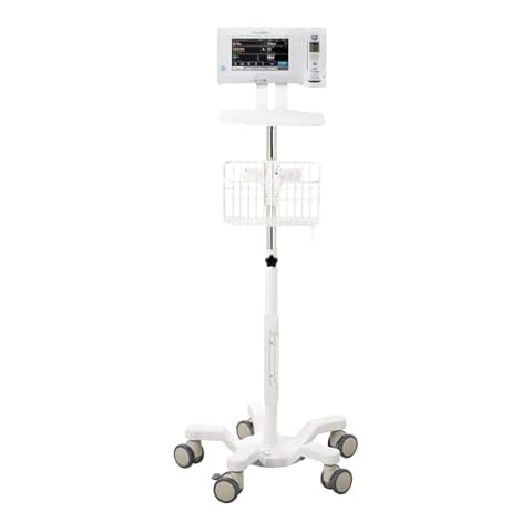 VivaComfort Rolling Stand Vital Signs Monitor for WE 7000 Series Connex Spot, Blood Pressure Cuff Basket, Work Surface, Adjustable Pole, and Cord Organizer Cover