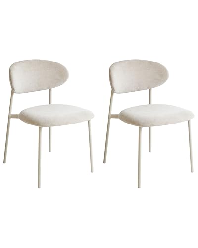 Conjunto de 2 sillas de comedor decorativas tapizadas sin reposabrazos diseño moderno base de metal beige Cowley