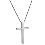 Edelstahl Flach Rechteck Silber Kreuz Halskette Kreuz Anhänger für Männer wasserdicht Nicht Flecken Hypoallergene Halskette und Geschenke Schmuck für Daddy Mann Sohn und Freunde