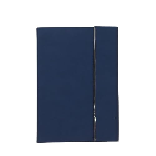Image of A5 PU Leather Notebook with Tri Fold Magnetic Closure, PU Leather Diary with 192 Pages 80 GSM Ivory Paper for Office Business Journaling (Navy Blue)