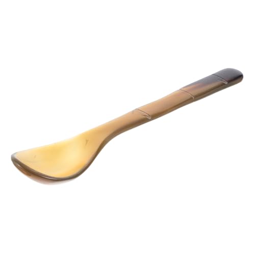 MOLUCKFU Elegant Horn Spoon Bamboo Handle Multi-purpose for Caviar Soup Desserts Perfect for Gourmet Meals