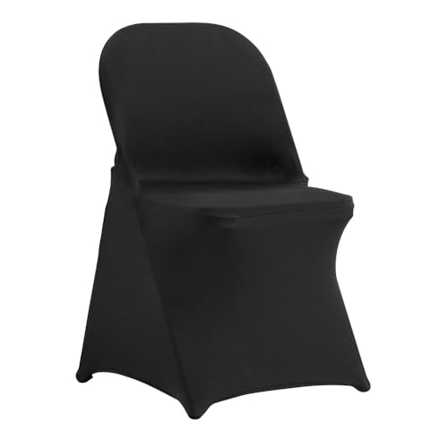 Housses de chaise pliantes en élasthanne universelles, 50 housses de chaises noires lavables